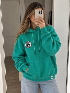 Inherit Glory Teal Green Pullover Hoodie Size L Logo Patch